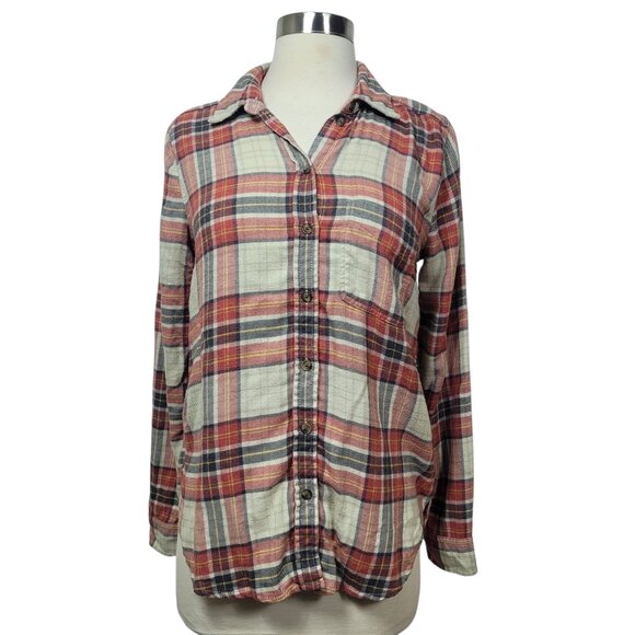 American Eagle Outfitters Tops - American Eagle Red Cozy Ahh-Mazingly Soft Plaid Flannel Shirt XS Boyfriend Fit